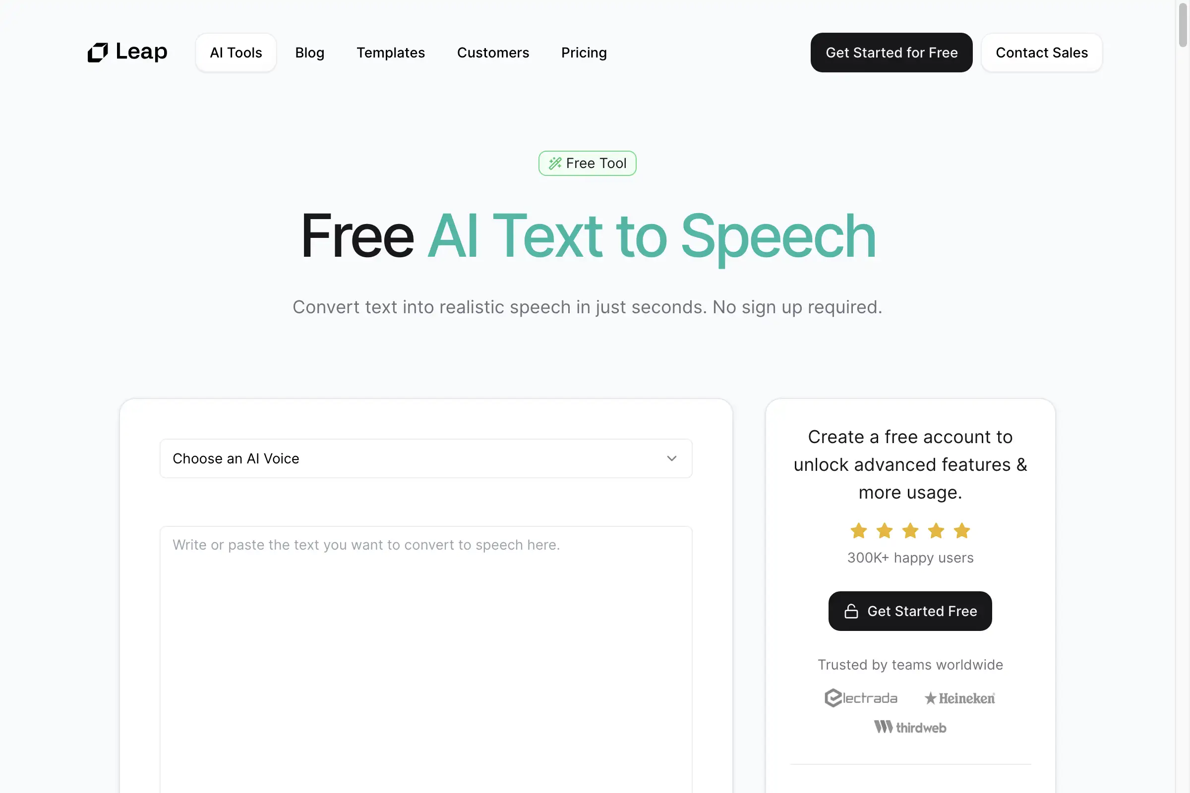 Free AI Text-to-Speech | Leap AI